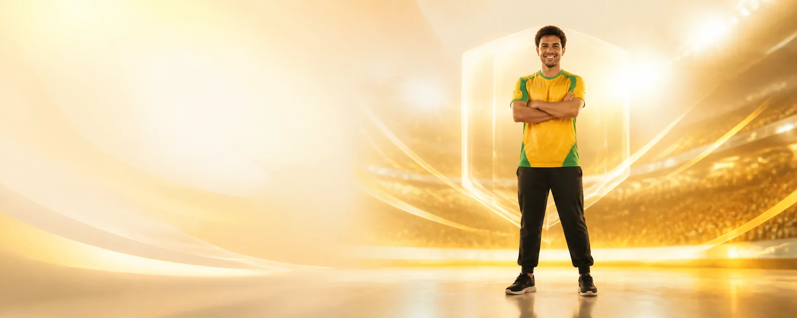 Atleta brasileiro de esports em uma arena