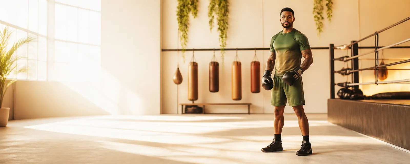 Boxeador brasileiro em um ringue profissional